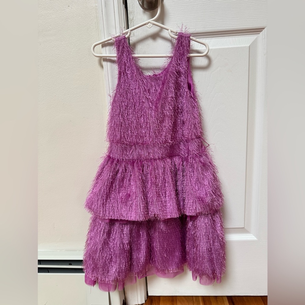 Pink Fuzzy Tiered Dress by RUUM